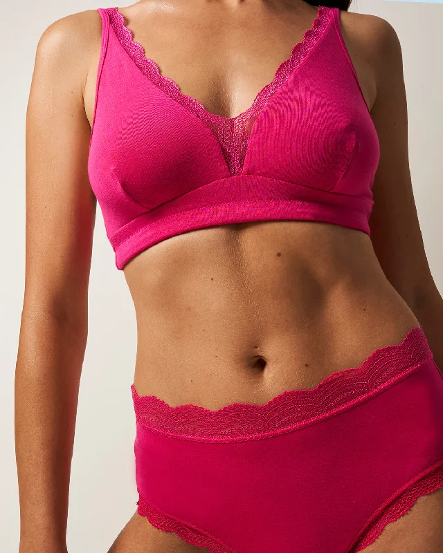 Lace Plunge Bra - Raspberry