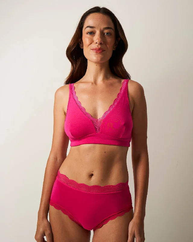 Lace Plunge Bra - Raspberry