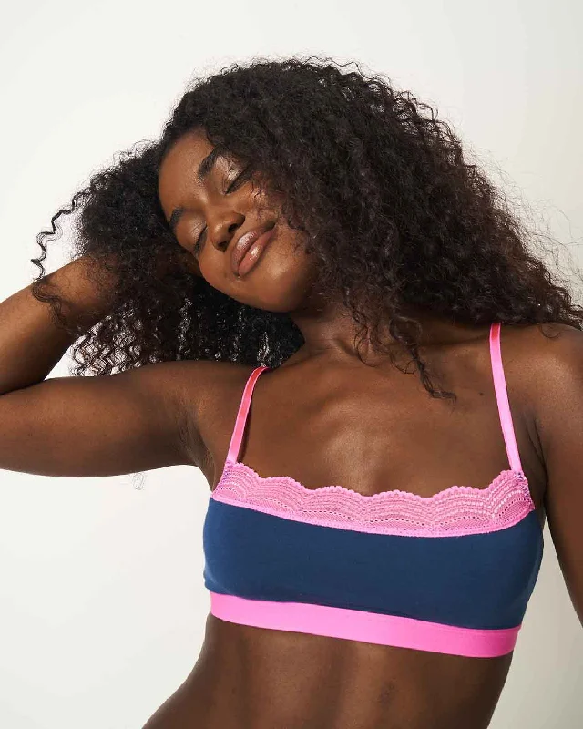 Lace Square Bra - Midnight Neon Pink