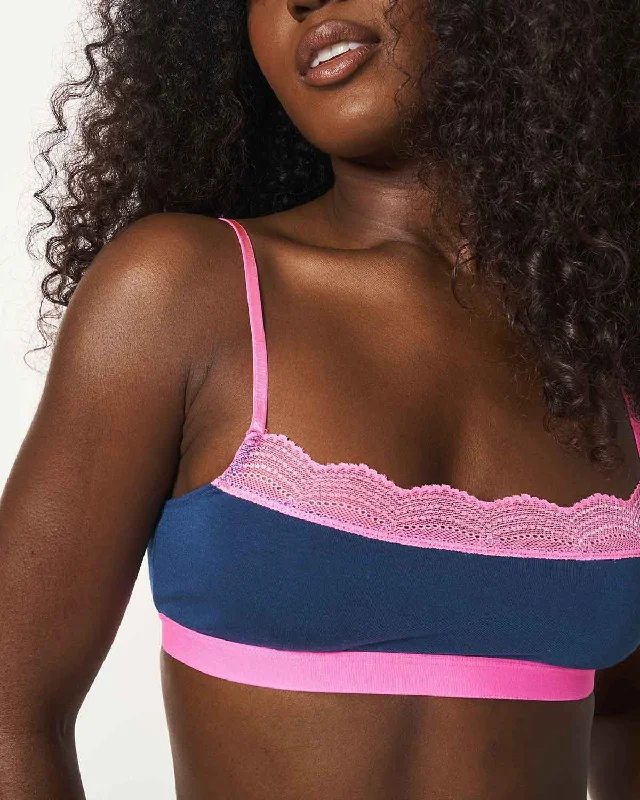 Lace Square Bra - Midnight Neon Pink