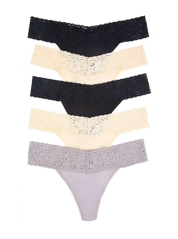 Felina Signature Stretch Lace Top Thong 5-Pack