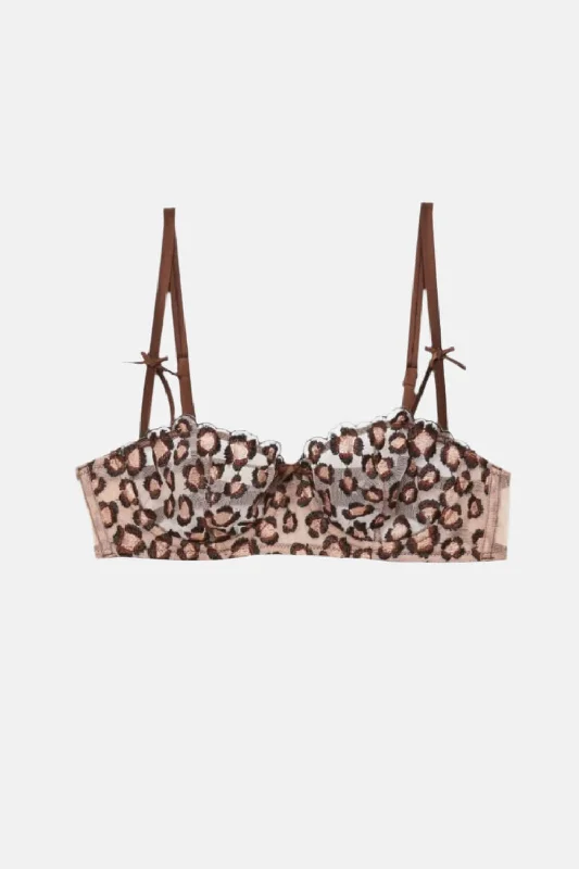 Leopard Embroidery Balconette Bra