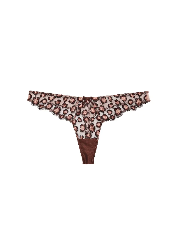 Leopard Embroidery Thong