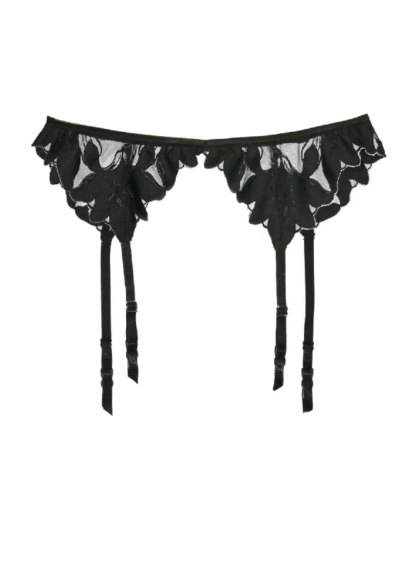 Lily Embroidery Garter Belt