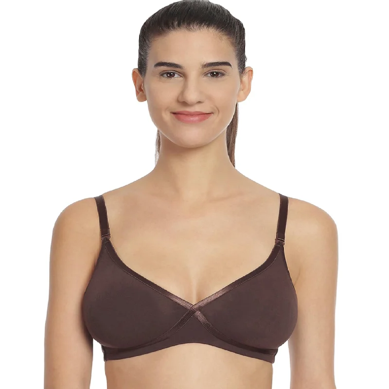 Medium Coverage Non Padded Non wired Cross Over Seamless Organic Cotton Bra-CB-402