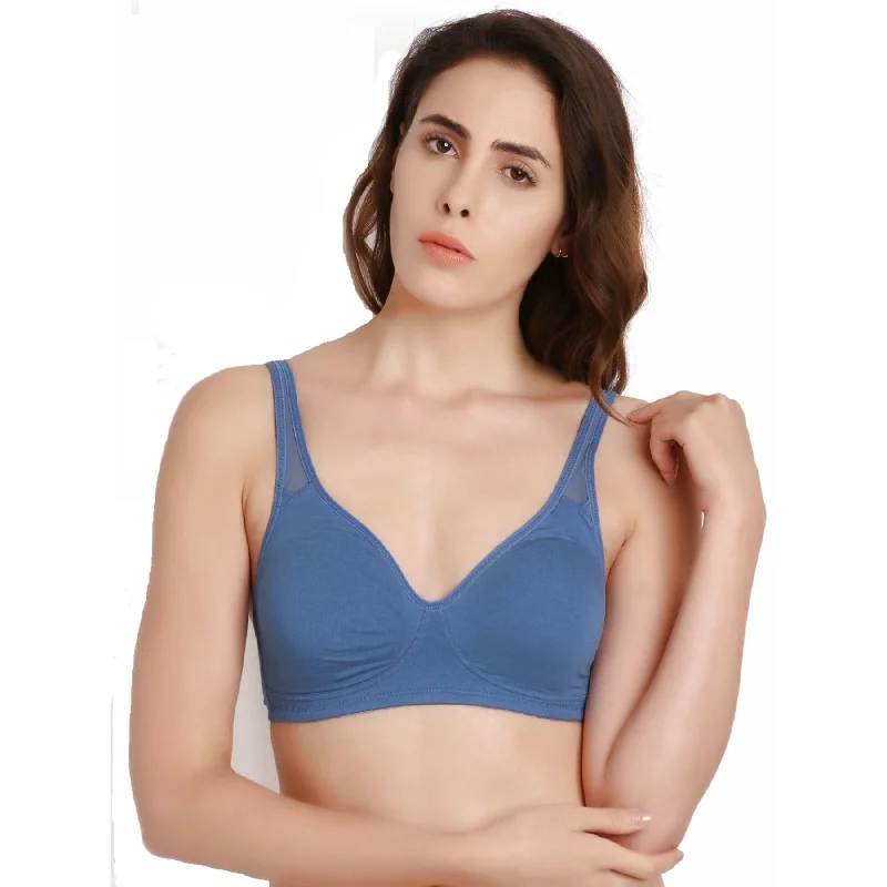 Medium Coverage Seamless Non Wired Mesh Straps Bra-CB-315