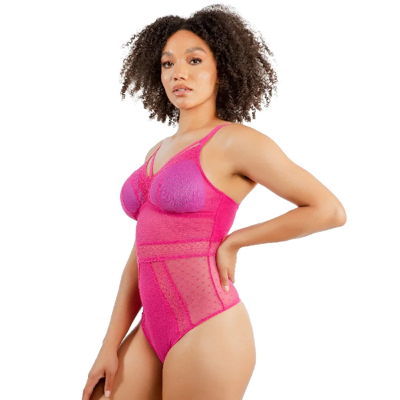 Mia Dot Bodysuit - Bright Pink