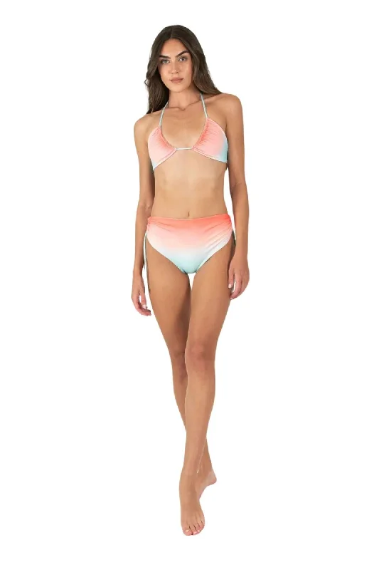 Multi Tie High Waisted Bikini Set in Oasis Coral