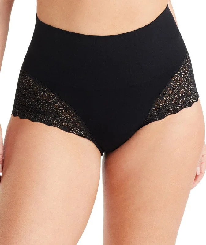 Nancy Ganz Bamboo & Lace Waisted Brief - Black