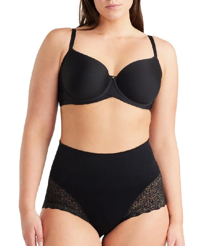 Nancy Ganz Bamboo & Lace Waisted Brief - Black