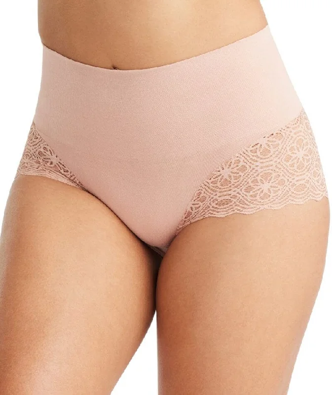 Nancy Ganz Bamboo & Lace Waisted Brief - Mahogany