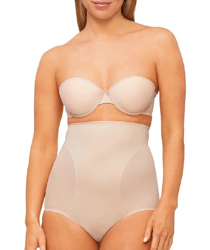 Nancy Ganz Solid & Sheer High Waisted Brief - Warm Taupe