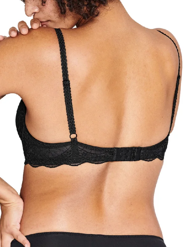 Lace Padded Soft Cup Bra - Black