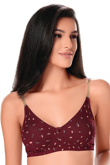 Simran-1-Non Padded Non Wired Cotton Solid Bra-Marron