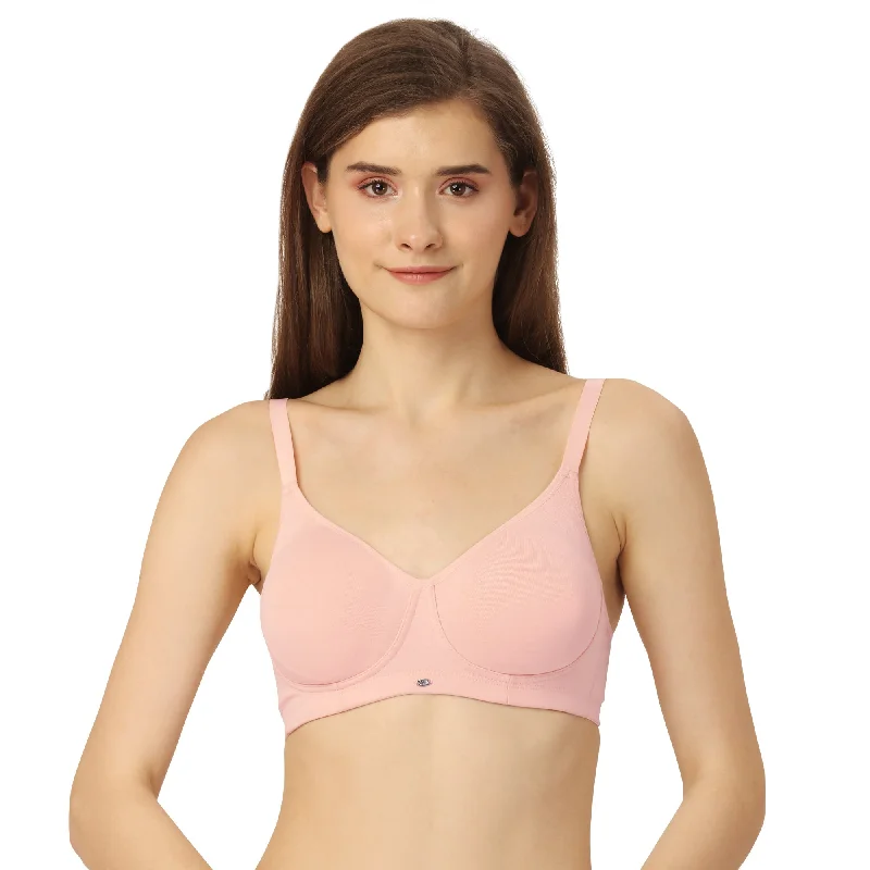 Non Padded Non Wired Full Coverage Cotton Spandex Encircled T-shirt Bra CB-339