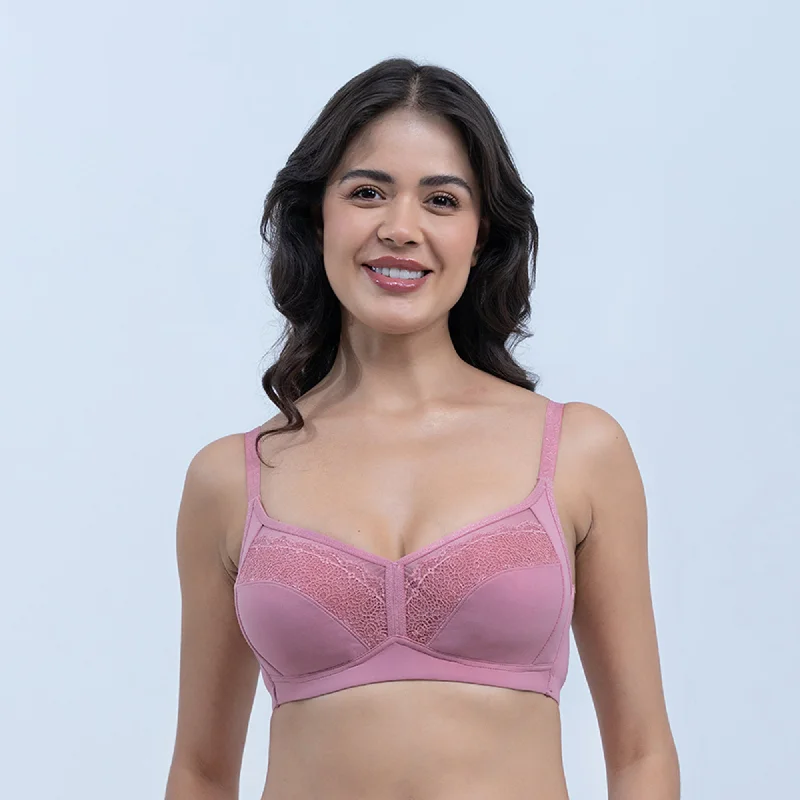 Non Padded Non Wired Full Coverage Lacy T-shirt Bra-FB-710