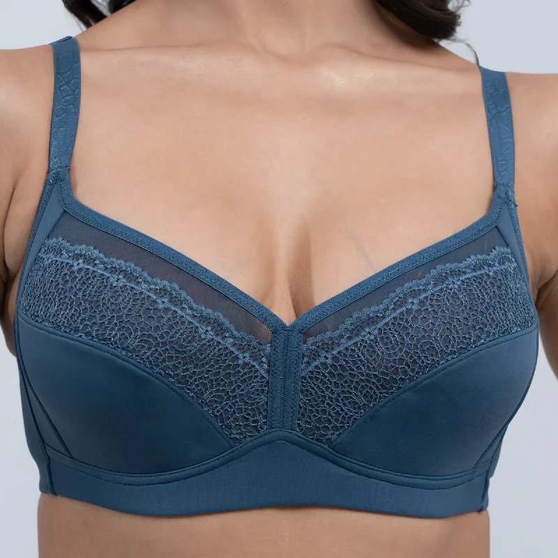 Non Padded Non Wired Full Coverage Lacy T-shirt Bra-FB-710