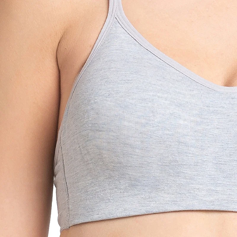 JS 63-Non Padded Solid Sports Bra Grey