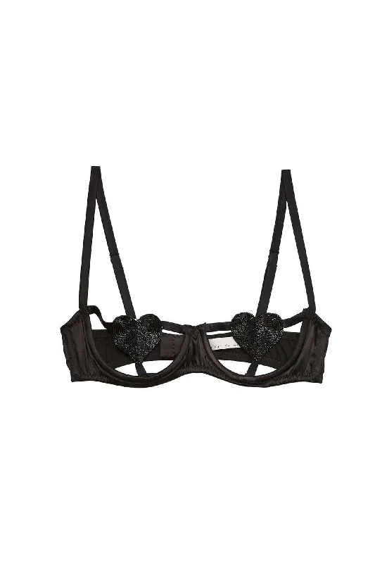 Novelty Heart Bra in Black