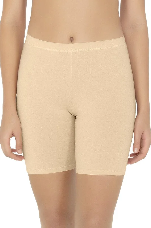 Smooth Mid-thigh Cotton Shortie Liner - Nude