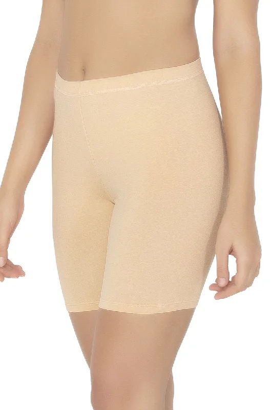 Smooth Mid-thigh Cotton Shortie Liner - Nude