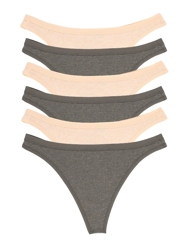 Organic Cotton Stretch Thong 6-Pack