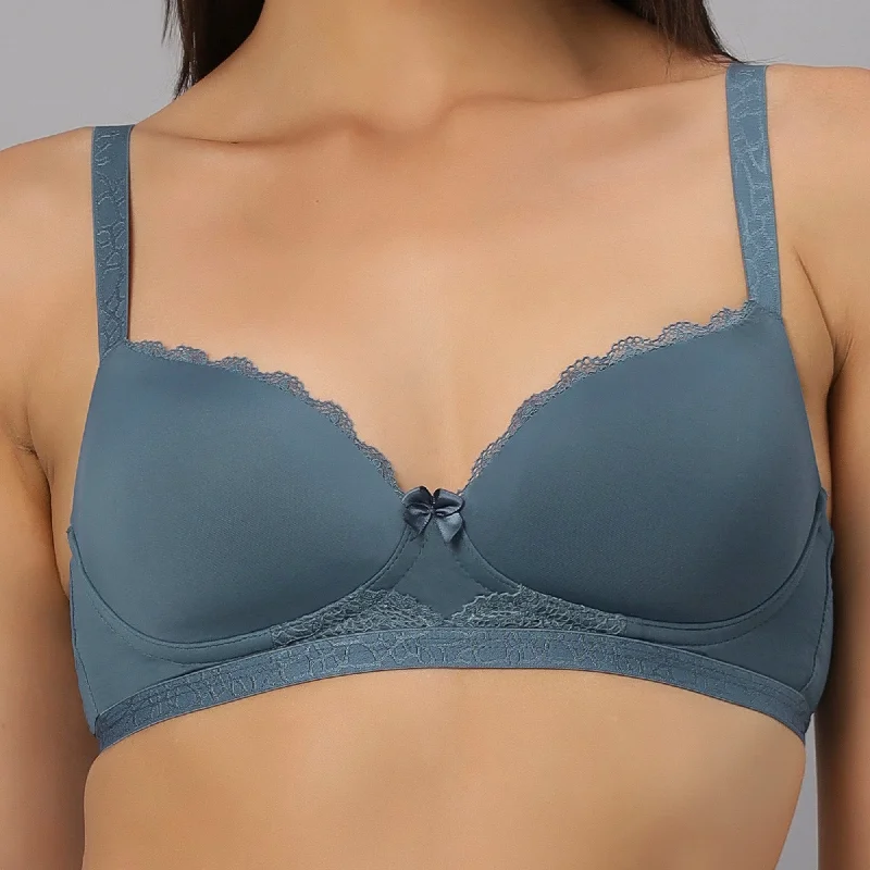 Padded Non Wired Medium Coverage Lace Design T-shirt Bra-FB-560