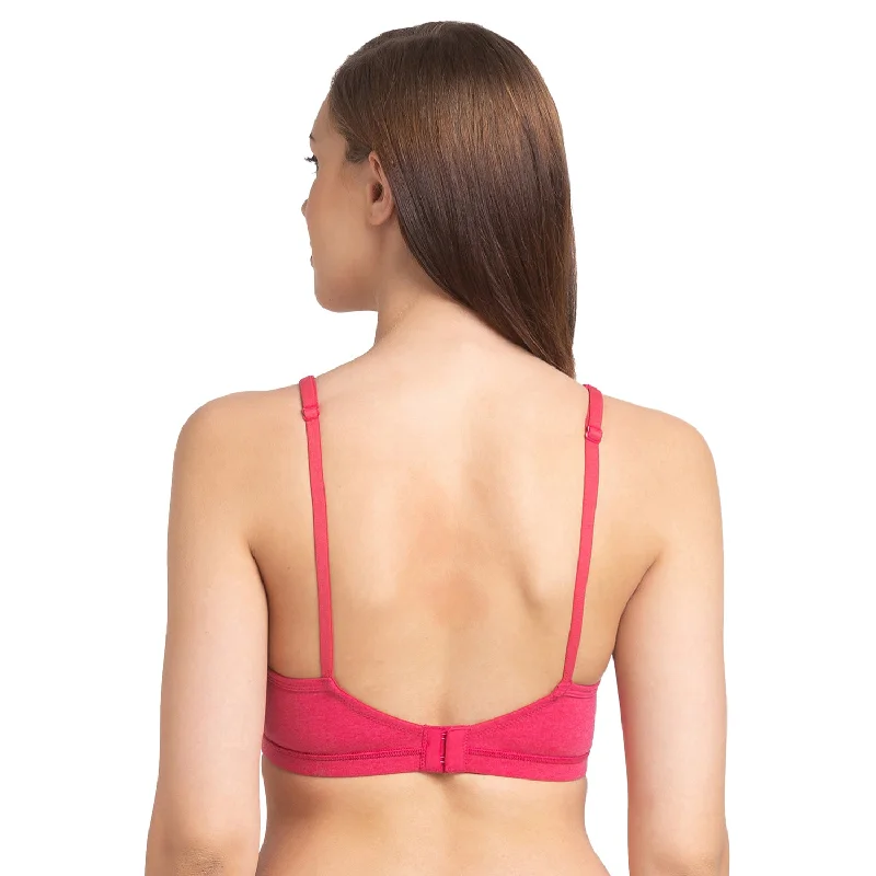 Candy-Padded Solid Cotton Blend Bra Melange Pink