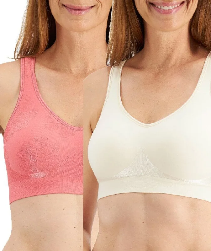 Playtex Comfort Flex Fit Contour Floral Wire-free Bra 2-Pack - Blushing Pink/Almond