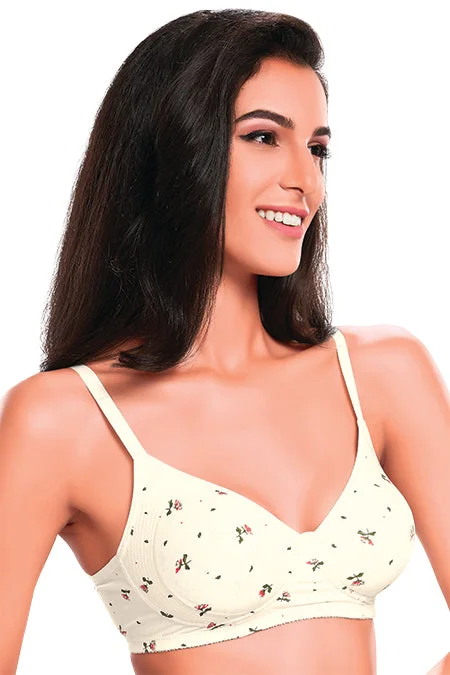 Sakhi-8-Printed Side Support Everyday Bra-Off White