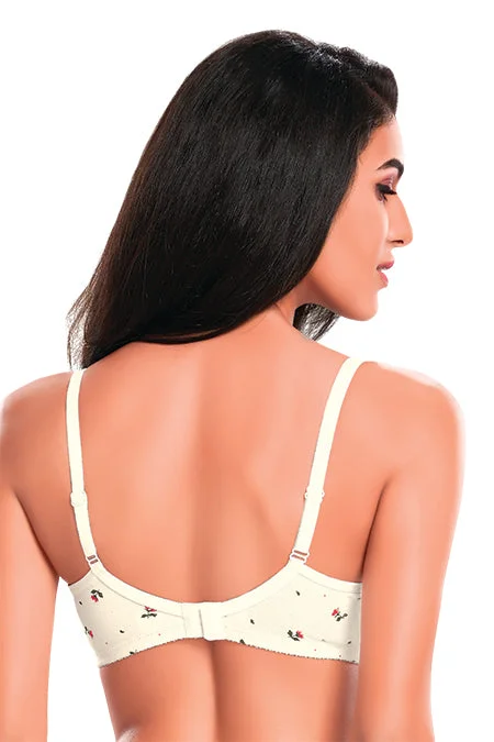 Sakhi-8-Printed Side Support Everyday Bra-Off White