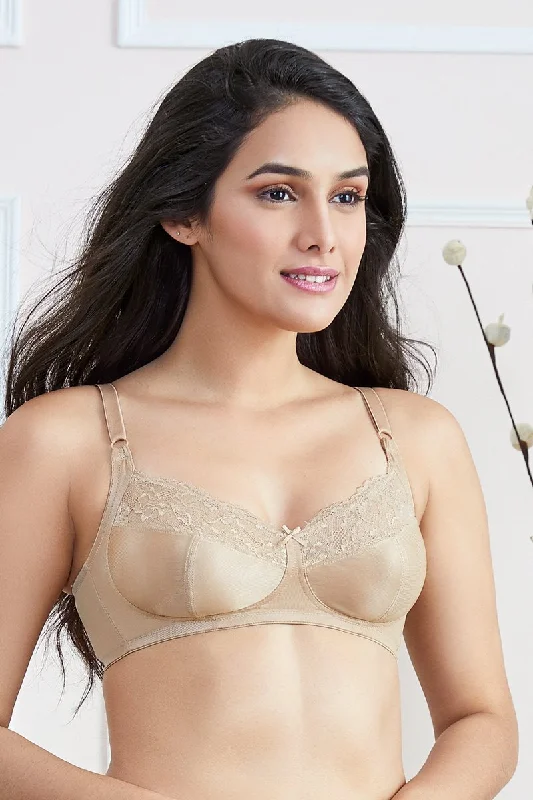 every de Lace Contour Non-Padded Non-Wired Full Cover Bra - Sandalwood