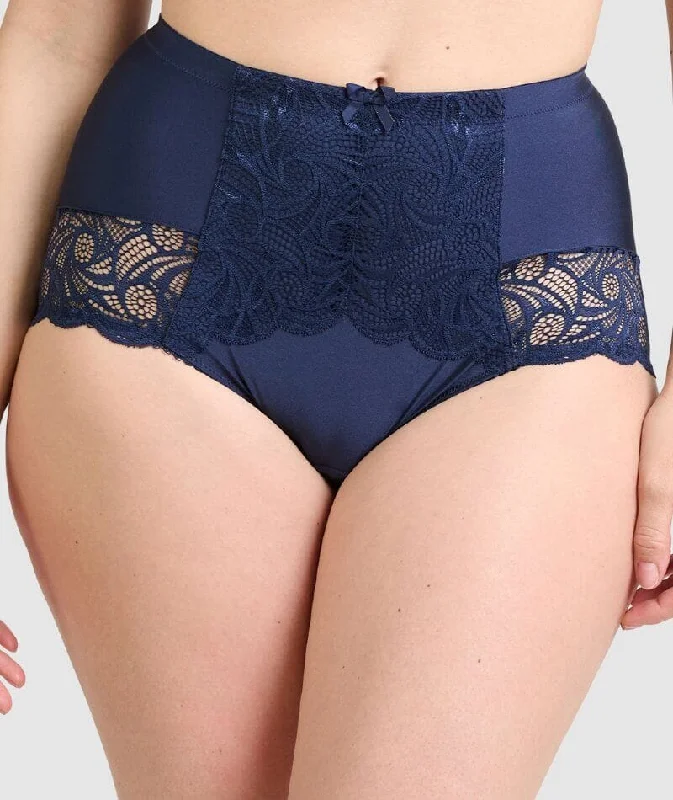 Sans Complexe Ariane Lace & Microfiber High Waist Brief - Marine Blue