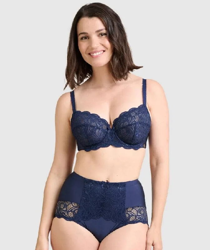 Sans Complexe Ariane Lace & Microfiber High Waist Brief - Marine Blue