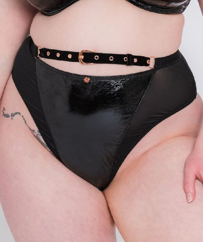 Scantilly Buckle Up High Waist Thong - Black