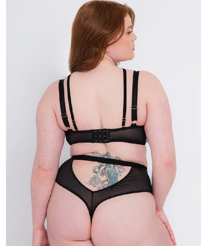 Scantilly Buckle Up High Waist Thong - Black