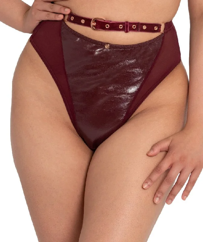 Scantilly Buckle Up High Waist Thong - Oxblood