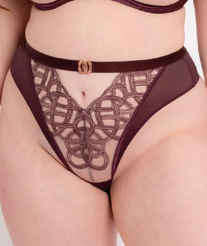 Scantilly Lovers Knot Thong - Fig/Latte Beige