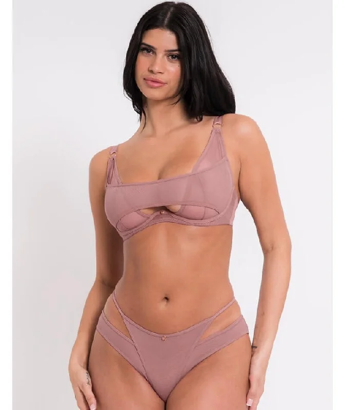 Scantilly Peep Show Brazilian Brief - Dusty Rose