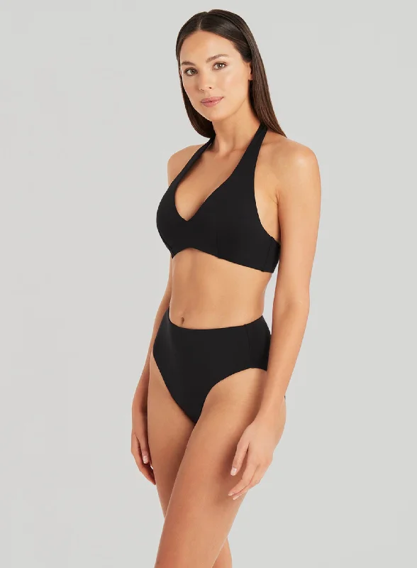 Sea Level: Eco Essentials Halter Swim Bra Black