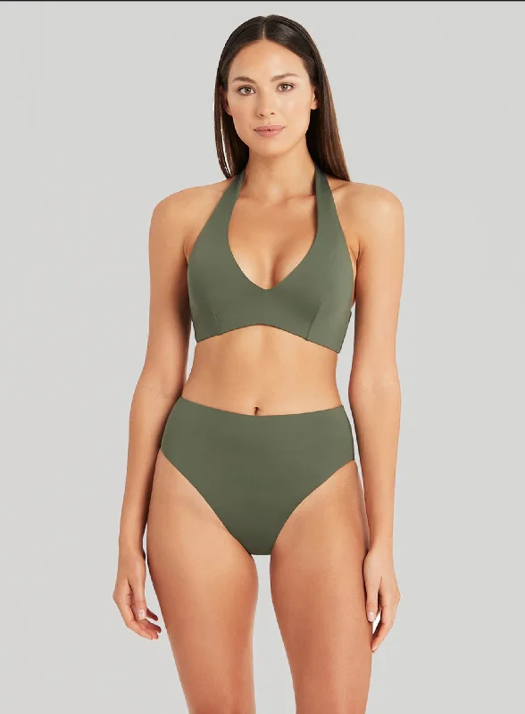 Sea Level: Eco Essentials Halter Swim Bra Khaki