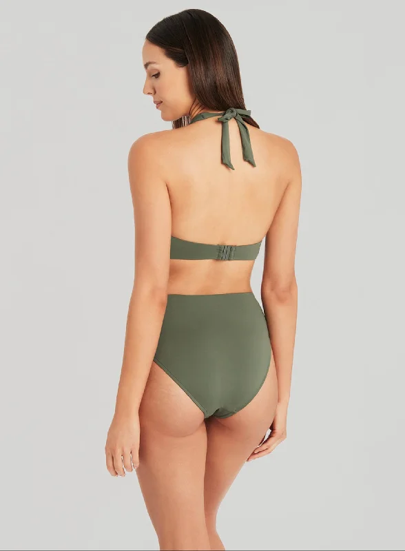 Sea Level: Eco Essentials Halter Swim Bra Khaki