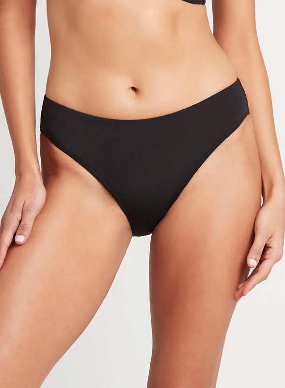 Sea Level: Eco Essentials High Leg Midrise Bikini Brief Black