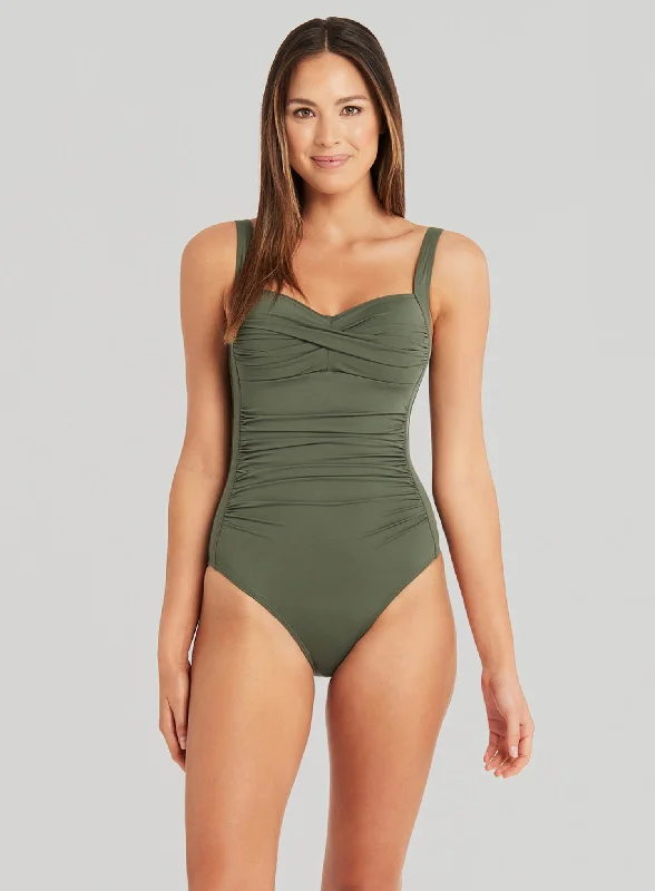 Sea Level: Eco Essentials Twist Front Multifit Swimsuit Khaki