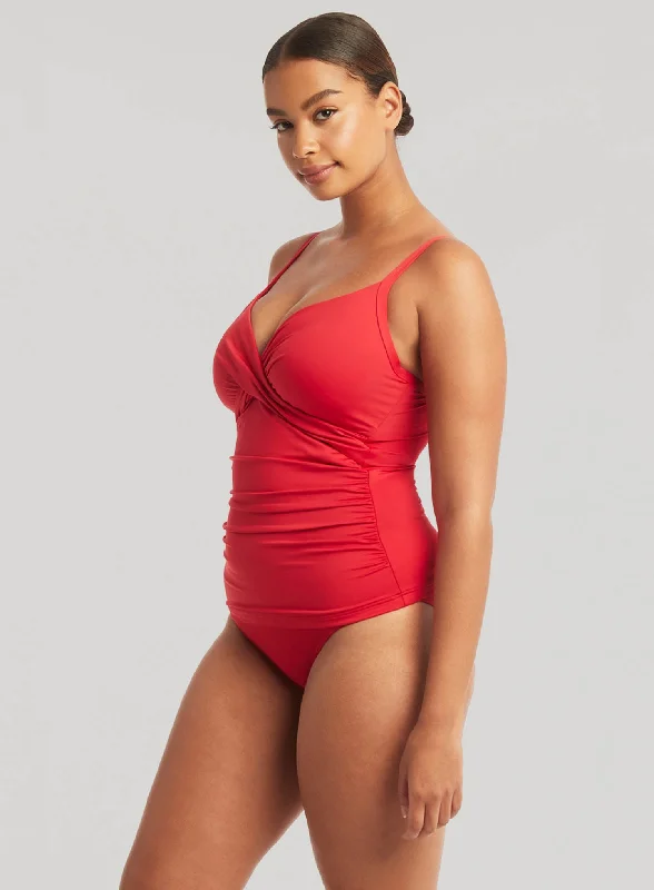 Sea Level: Eco Essentials Twist Front Swim Tankini Red