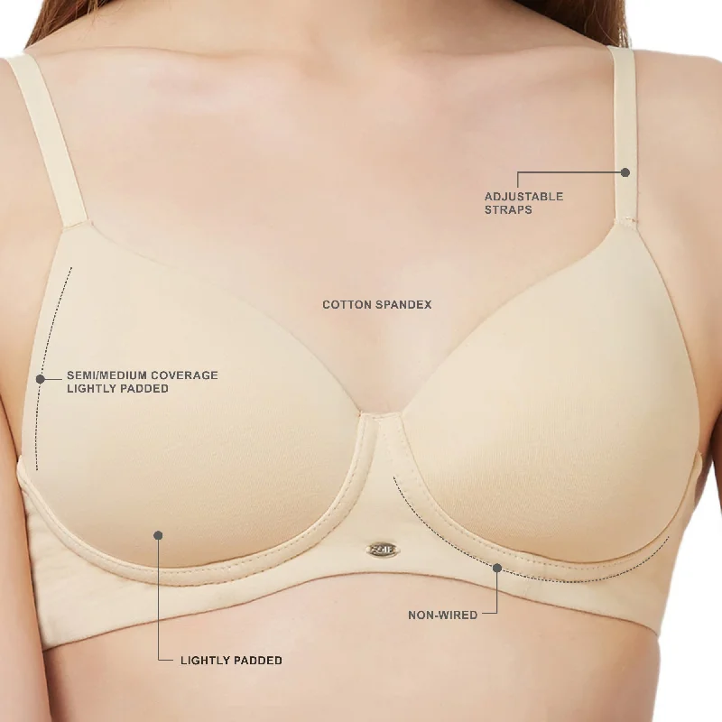 Semi/Medium Coverage Padded Non Wired T-shirt Bra-CB-123