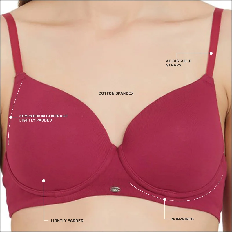 Semi/Medium Coverage Padded Non Wired T-shirt Bra-CB-123