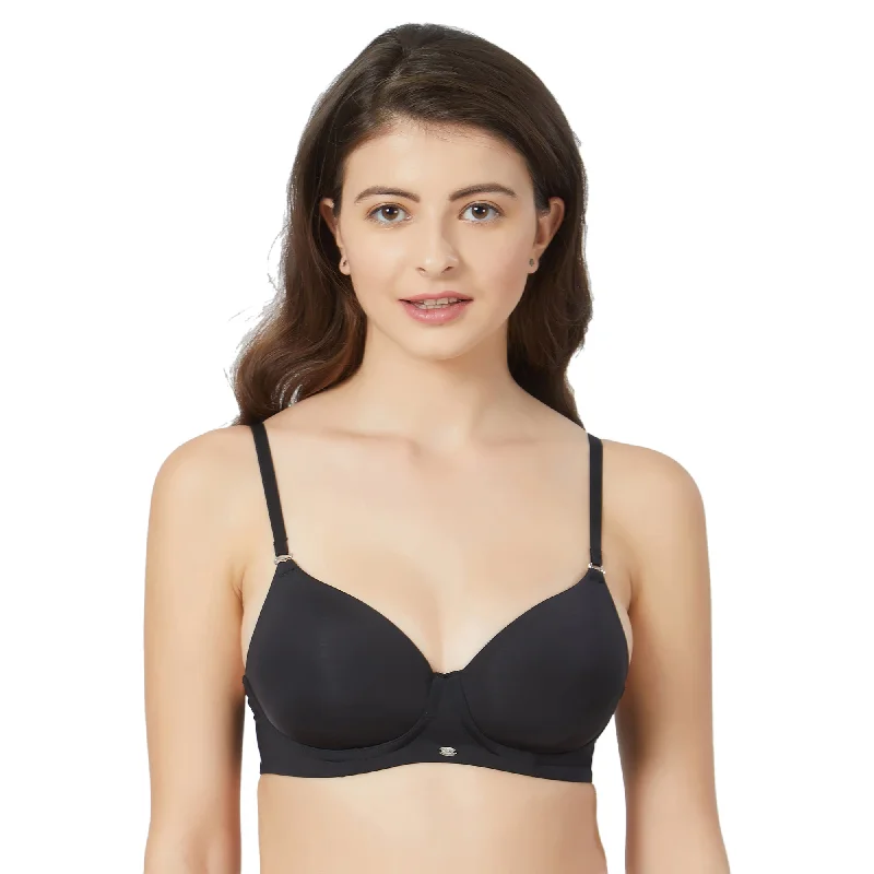 Semi/Medium Coverage Padded Non Wired T-shirt Bra with Detachable Straps-CB-125