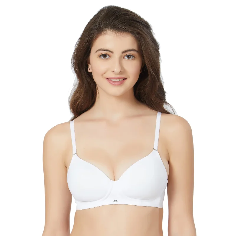 Semi/Medium Coverage Padded Non Wired T-shirt Bra with Detachable Straps-CB-125