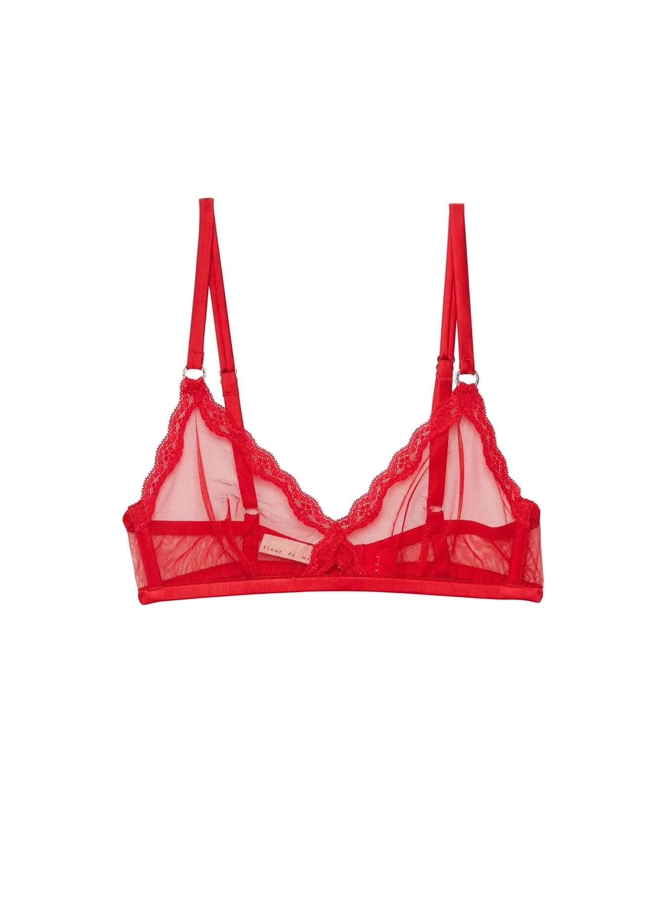 Sheer Tulle Demi Bra In Rouge